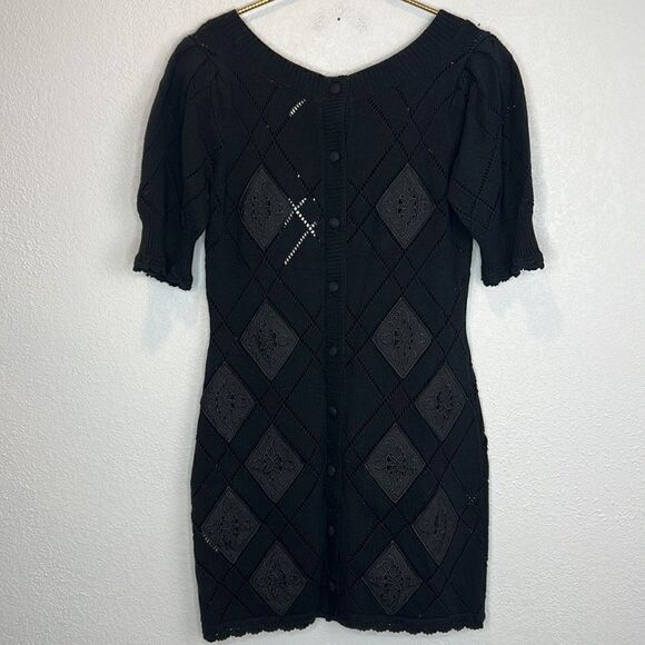 NWT LoveShackFancy KATARA KNIT BLACK MINI DRESS Large - Picture 6 of 16